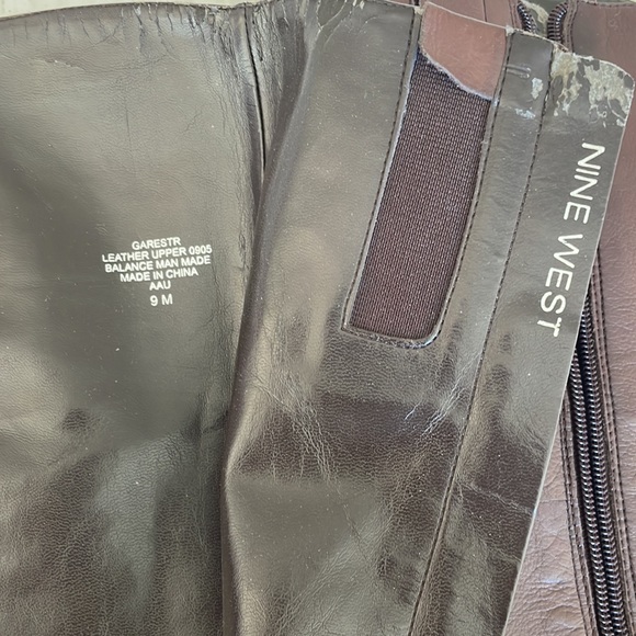 Vintage Nine West Leather size 9 tall boots 4 inch heel inside zipper buckle - Picture 4 of 8